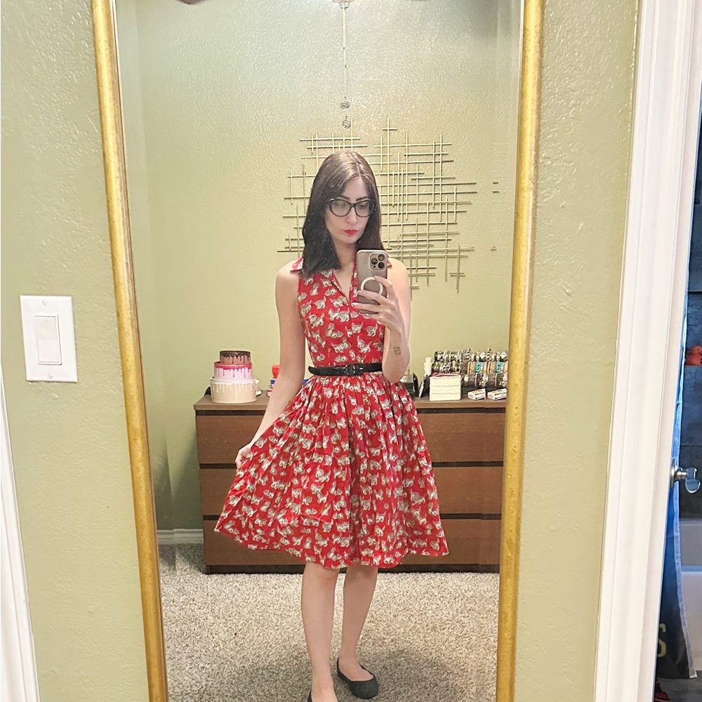 Red pinup cat Dress